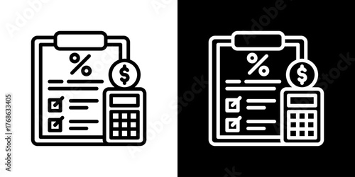 Tax Planning  Icon Set. Clean Line Design With Light And Dark Versions For Versatile Use. 
