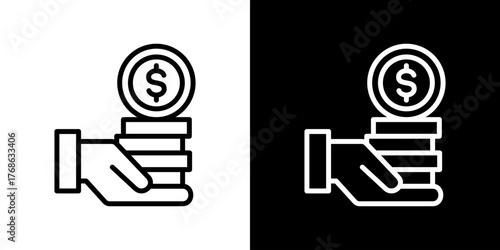 Income  Icon Set. Clean Line Design With Light And Dark Versions For Versatile Use. 