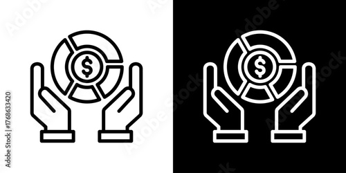 Asset Allocation  Icon Set. Clean Line Design With Light And Dark Versions For Versatile Use. 