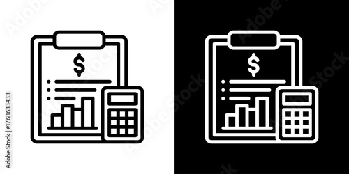 Income Statement  Icon Set. Clean Line Design With Light And Dark Versions For Versatile Use. 
