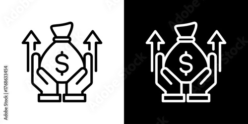 Capital Gain  Icon Set. Clean Line Design With Light And Dark Versions For Versatile Use. 