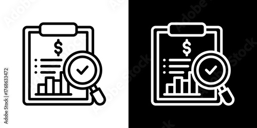 Financial Audit  Icon Set. Clean Line Design With Light And Dark Versions For Versatile Use. 