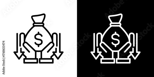 Cost Reduction  Icon Set. Clean Line Design With Light And Dark Versions For Versatile Use. 