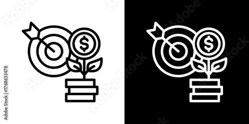 Investment Goals  Icon Set. Clean Line Design With Light And Dark Versions For Versatile Use. 