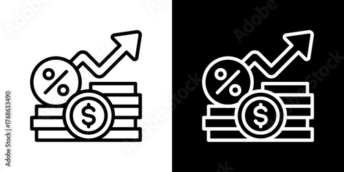 Compound Interest  Icon Set. Clean Line Design With Light And Dark Versions For Versatile Use. 