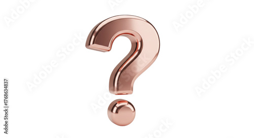 Rose Gold Question Mark Symbol Posing Inquiry for Web Design FAQ or Customer Support Inquiry