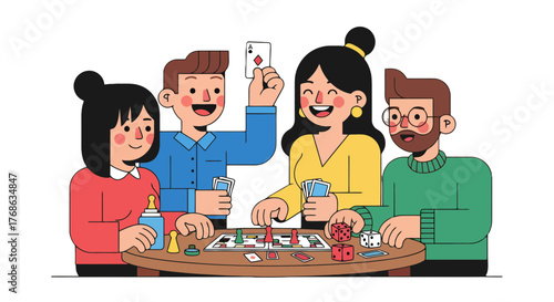 Joyful Gathering, Friends Bonding Over Board Games and Card Games Together