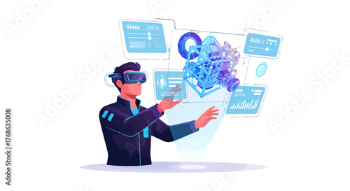 Innovative Virtual Reality Experience Depicting Futuristic Interface and Interactive Designs