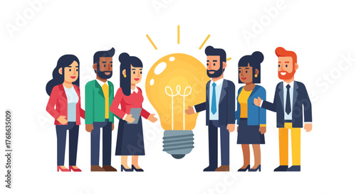 Innovative Teamwork Concept Depicting Collaboration and Idea Generation Process