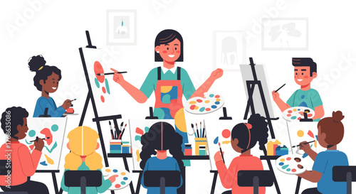 Inspiring Painting Class: Artistic Exploration and Learning with a Dedicated Instructor