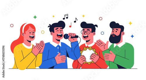 Joyful Group Singing Energetically Embracing The Music With Enthusiasm And Positive Vibes