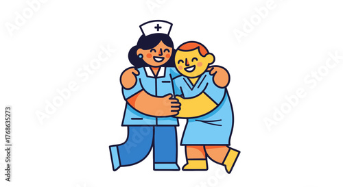 Joyful Nurse Comforts Patient, Bringing Comfort and Hope in Healthcare Facility