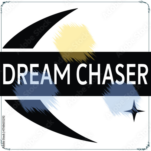 Dream Chaser Abstract Illustration with Crescent Shapes and Colorful Brush Strokes a Symbol of Ambition and Inspiration with a Minimalist Design for Motivation