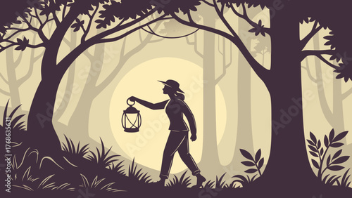 3D Person Holding Lantern in Darkness — Be the Light Motivational Vector Design