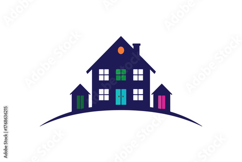 High-quality vector design representing building management, rental operations, and property investment process for real estate business use.