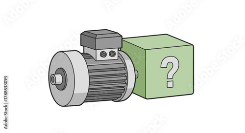 Machine With An Unknown Element Represented With A Question Mark Conceptualization