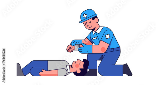 Medical Professional Checking the Pulse of a Patient with Cartoonish Vector Illustration