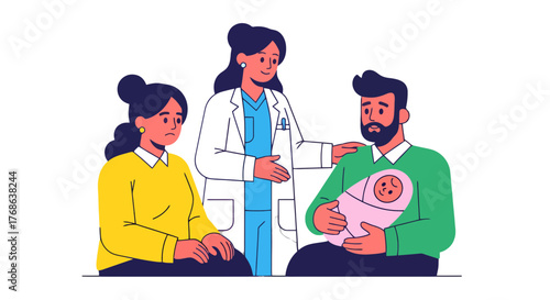 Medical Professional Congratulates New Parents With Their Adorable Newborn Baby