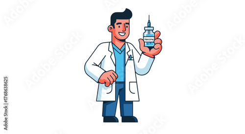Medical Professional Illustration Showing Vaccine Vial For Healthcare Purposes