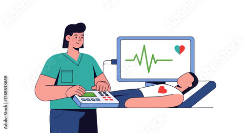 Medical Professional Performing Vital Signs Monitoring of a Patient for Health Examination