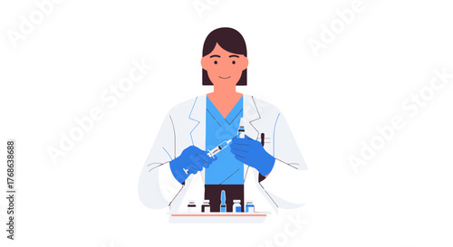 Medical Professional Preparing Vaccine Dose With Syringe for Covid-19 Treatment