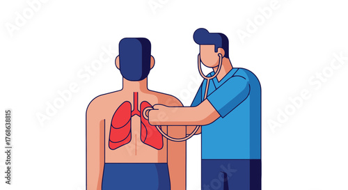 Medical Examination Illustration Depicting Respiratory System Assessment or Evaluation