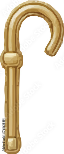 Golden cane, vintage style walking stick accessory