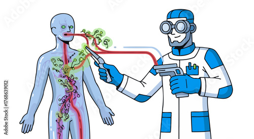 Medical Innovation: A Futuristic Doctor Performing a Procedure on a Patient
