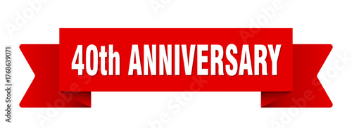 40th anniversary ribbon isolated on transparent background. 40th anniversary ribbon