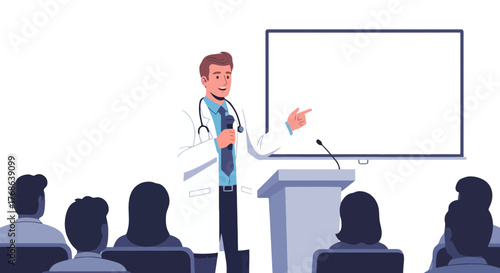Medical Presentation Addressing Public Healthcare Topics With Auditorium Audience