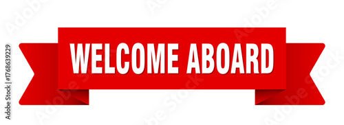 welcome aboard ribbon isolated on transparent background. welcome aboard ribbon