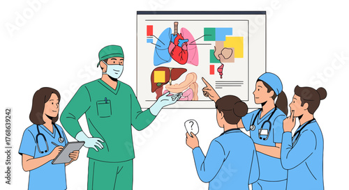 Medical Professionals Discussing Anatomy Illustrated on a Visual Presentation