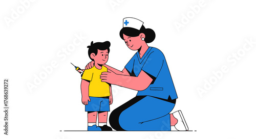 Medical Professional Administering Vaccine Shot to A Pediatric Patient In A Sterile Manner