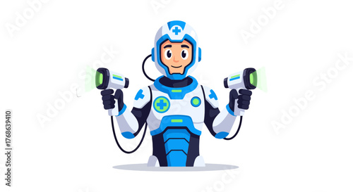 Medical Robot Showing Medical Devices on Black Background Presentation of the Concept