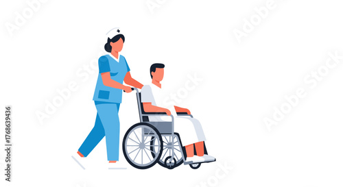 Medical Professional Cares For Patient, Providing Hospital Assistance and Support Services