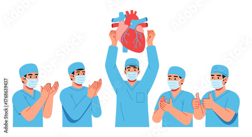 Medical Team Shows Gratitude After Successful Heart Transplant Surgery Celebration