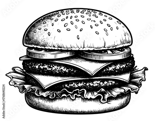 hamburger on black background