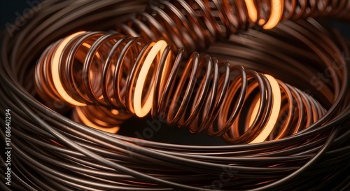 Glowing and Heated Copper Coils or Wire Concentric Circles