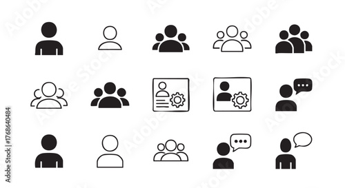 Collection of user account and social media profile icon illustrations