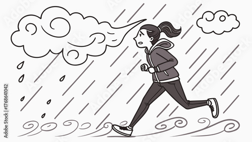 Runner in Storm — Keep Going Despite Challenges Motivational Vector Art