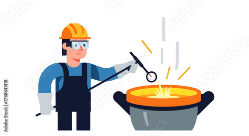 Metal Worker Using Welding Tools And Checking The Temperature During Process