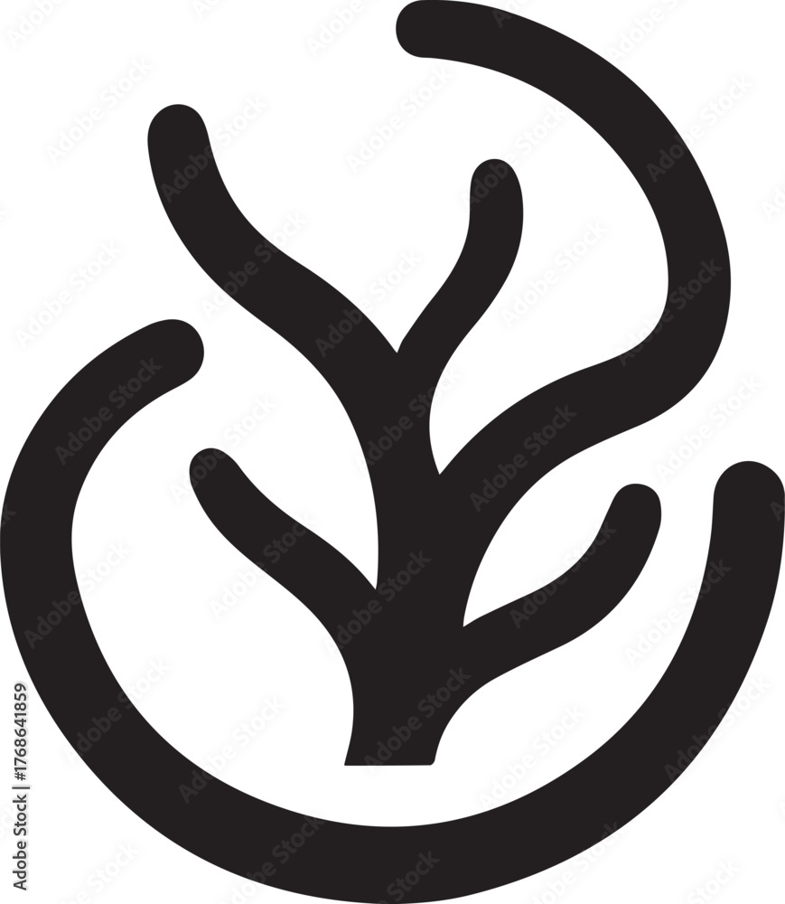 Obraz premium sea coral silhouette style minimal vector art icon illustration on a white background. 