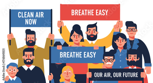 People Advocating Clean Air And A Healthy Environment, Hopeful Future For Everyone