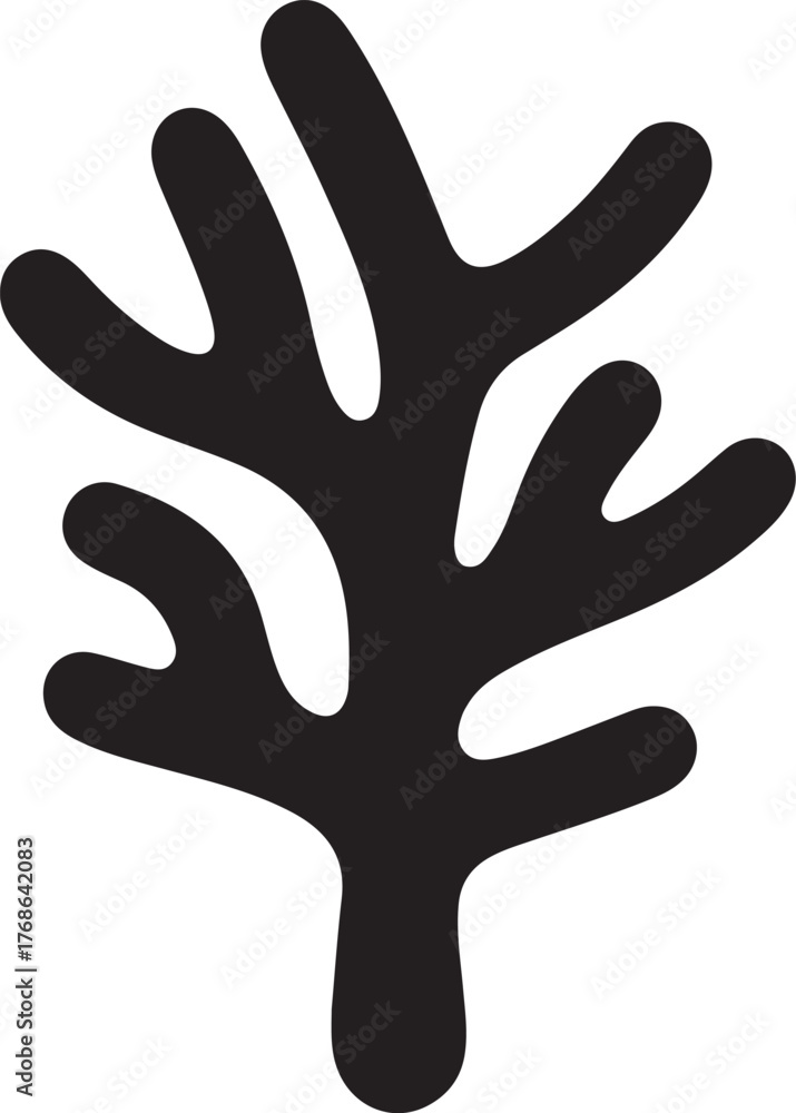 Obraz premium sea coral silhouette style minimal vector art icon illustration on a white background. 