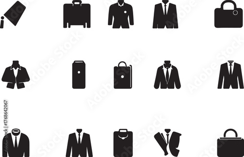  corporate people dress icon set silhouette vector.eps