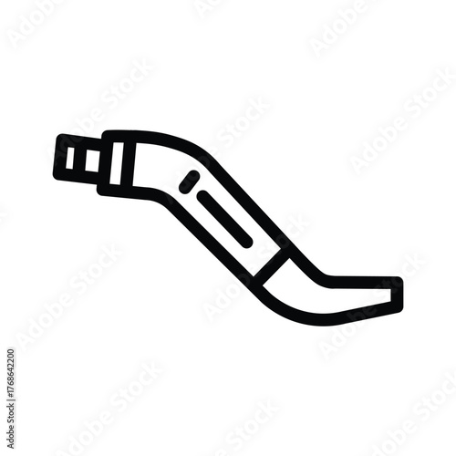 Motorcycle exhaust pipe line icon, simple outline illustration representing motorbike muffler, exhaust system, or vehicle spare part