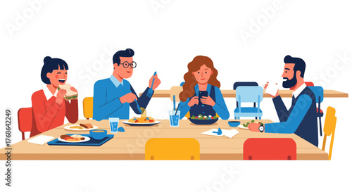 People Enjoying Meal Together in a Restaurant, Casual Dining and Social Interaction