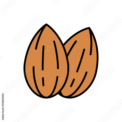 Pair of Almond Nuts Icon Vector Illustration