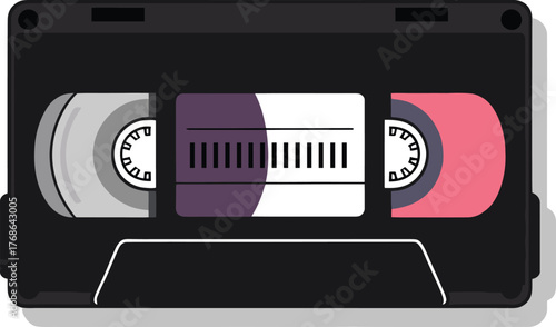 Old school cassette tape audio media on isolated background for vintage recording concept