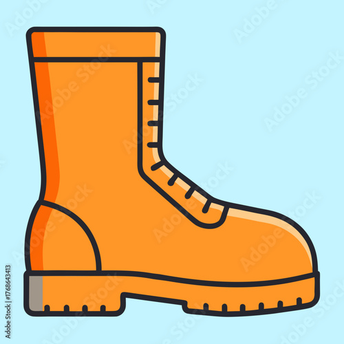 Illustration of a Bright Orange Steel Toe Work Boot